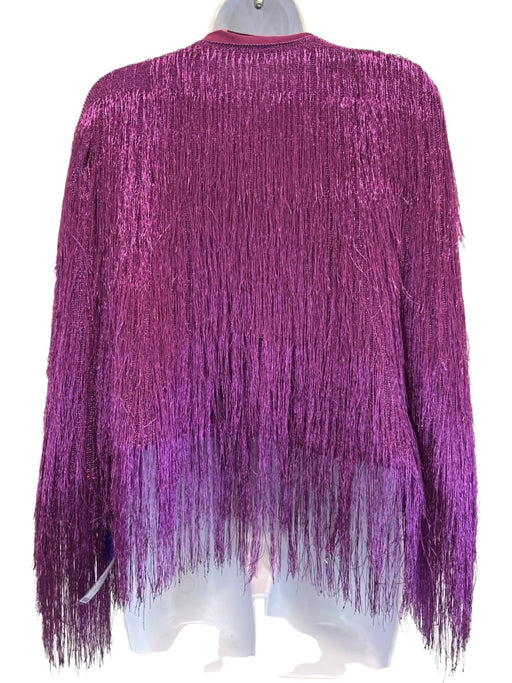 Rachel Zoe Size XS Purple Rayon Blend Metallic Thread Fringe Open Front Jacket Purple / XS