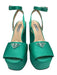 Prada Shoe Size 36.5 Aqua Green Satin Upper Logo Plate Ankle Buckle Sandals Aqua Green / 36.5