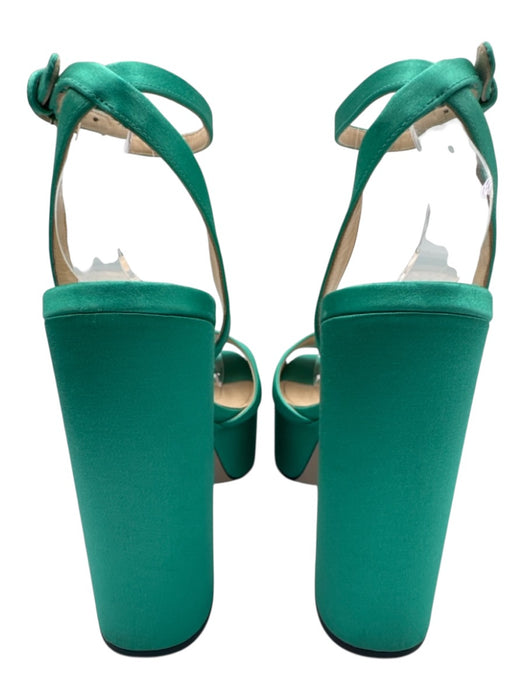 Prada Shoe Size 36.5 Aqua Green Satin Upper Logo Plate Ankle Buckle Sandals Aqua Green / 36.5