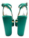 Prada Shoe Size 36.5 Aqua Green Satin Upper Logo Plate Ankle Buckle Sandals Aqua Green / 36.5