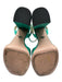 Prada Shoe Size 36.5 Aqua Green Satin Upper Logo Plate Ankle Buckle Sandals Aqua Green / 36.5