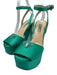 Prada Shoe Size 36.5 Aqua Green Satin Upper Logo Plate Ankle Buckle Sandals Aqua Green / 36.5