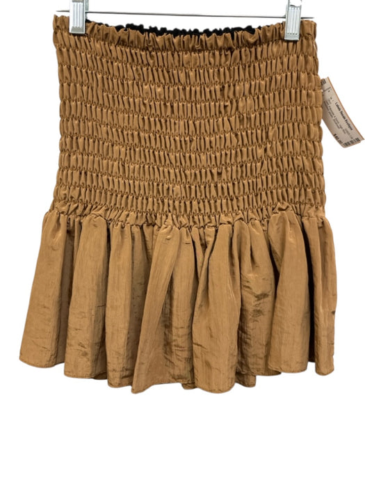 Misa Size S Gold Polyester & Nylon High Rise smocked pleats Skirt Gold / S