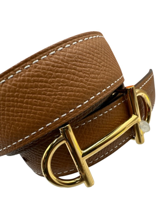 Hermes Brown Gold Hardware Leather Pebble Horse Bit Belts Brown / 80