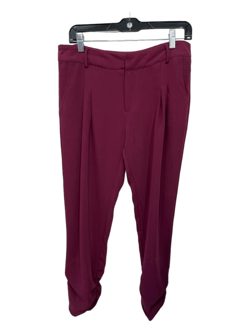 Parker Size 4 Merlot Purple Polyester Hook & Zip Cropped Ruched Pants Merlot Purple / 4