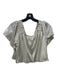 Queen of Sparkles Size S Silver Poly metalic Cropped Flutter Cap Sleeve Top Silver / S