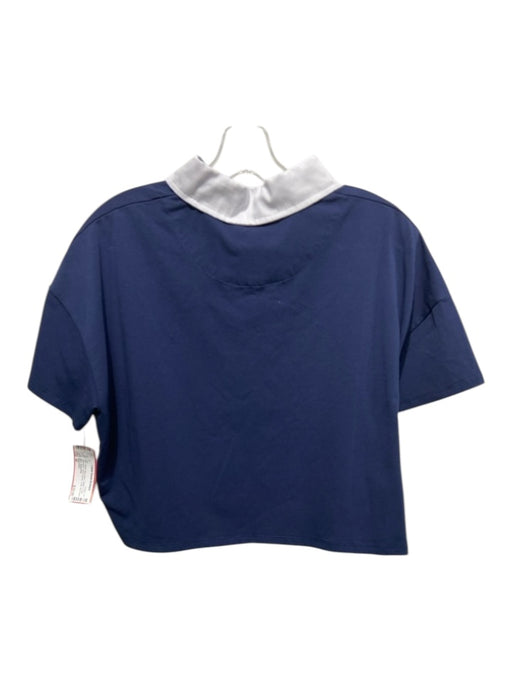 Beach Riot Size M White, Blue, Navy Cotton Collar color block Short Sleeve Top White, Blue, Navy / M