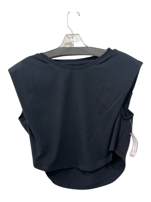 Beach Riot Size M Black Cotton & Spandex Crew Neck Shoulder Pads Crop Top Black / M