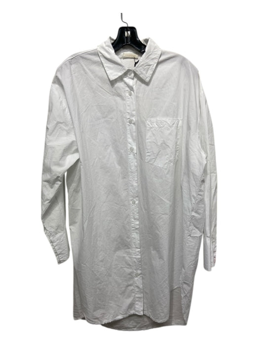 Sixty Days Size One Size White Cotton Button Down Collar Long Sleeve Dress White / One Size