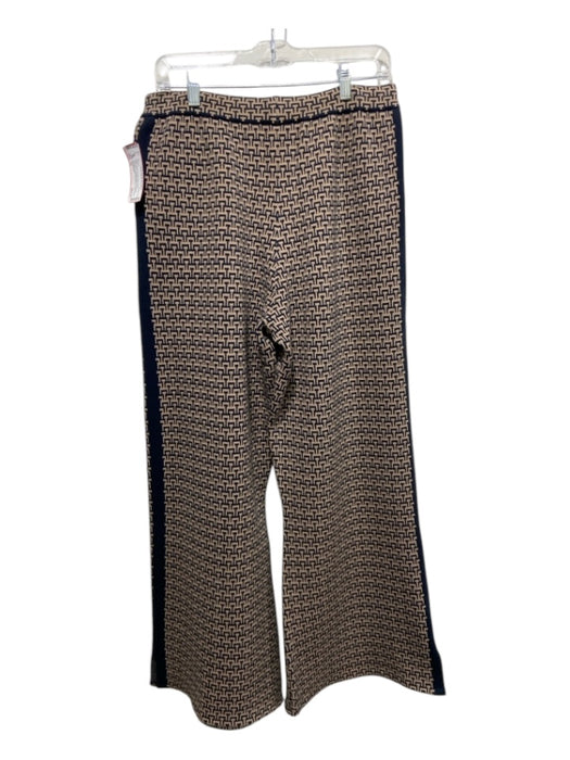 The Upside Size 10 Brown & Navy Print Knit Geometric Straight Wide Cut Pants Brown & Navy Print / 10