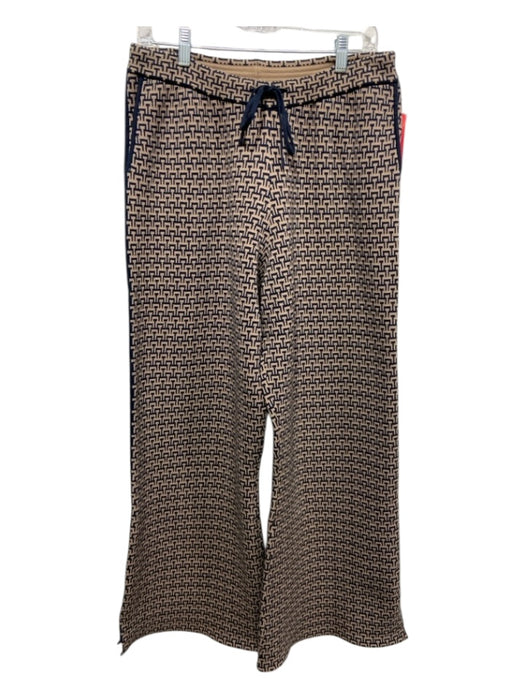 The Upside Size 10 Brown & Navy Print Knit Geometric Straight Wide Cut Pants Brown & Navy Print / 10