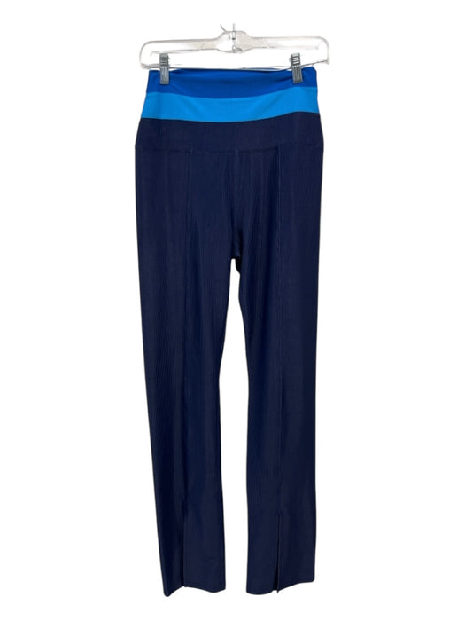 Beach Riot Size L Navy & Blue Polyester Blend Ribbed High Rise Straight Pants Navy & Blue / L