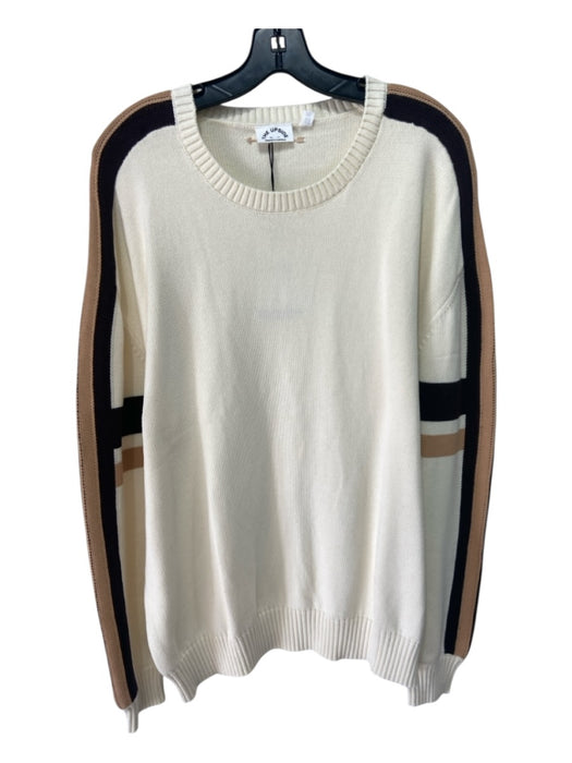 The Upside Size L Cream & Brown Cotton Crew Neck sleeve stripe Sweater Cream & Brown / L