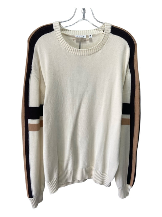 The Upside Size XS Cream & Brown Cotton Crew Neck sleeve stripe Sweater Cream & Brown / XS