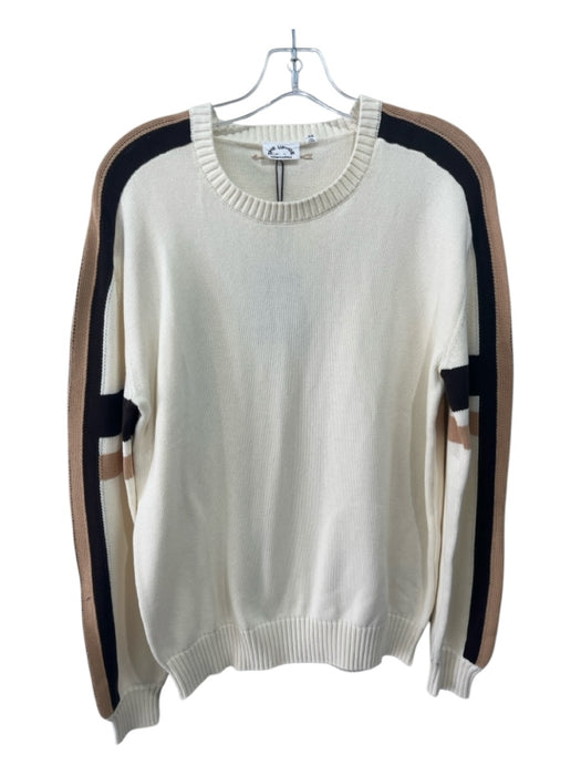 The Upside Size XS Cream & Brown Cotton Crew Neck sleeve stripe Sweater Cream & Brown / XS