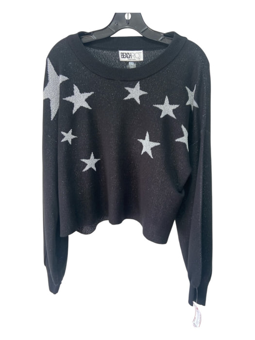 Beach Riot Size XL Black & Silver Acrylic & Polyester Crew Neck stars Sweater Black & Silver / XL