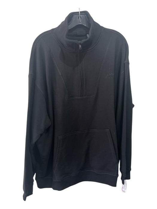 The Upside Size XXL Black Cotton Half Zip Long Sleeve Kangaroo Pocket Sweatshirt Black / XXL