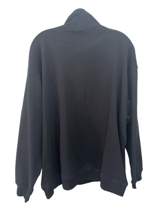 The Upside Size L Black Cotton Half Zip Long Sleeve Kangaroo Pocket Sweatshirt Black / L