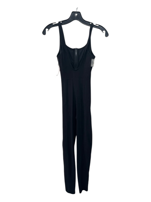 Gigi C Size XS Black Polyamide Blend Snake Embossed Zip Front Skinny Jumpsuit Black / XS