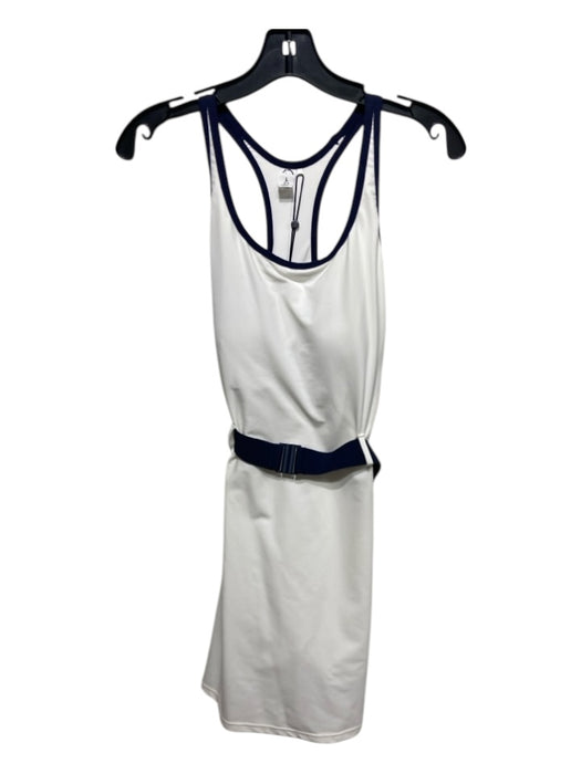 The Upside Size L White & Navy Blue Polyamide Blend Trim Belted Skort Dress White & Navy Blue / L