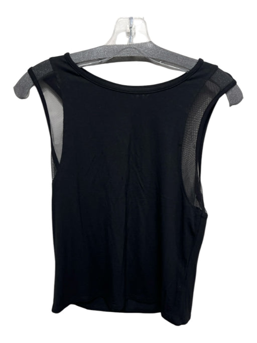 Nux Size S Black Rayon & Modal Sleeveless Mesh Detail Scoop Neck Top Black / S