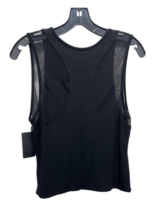 Nux Size L Black Rayon & Modal Sleeveless Mesh Detail Scoop Neck Top Black / L