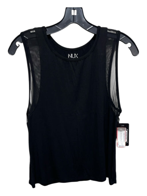 Nux Size L Black Rayon & Modal Sleeveless Mesh Detail Scoop Neck Top Black / L