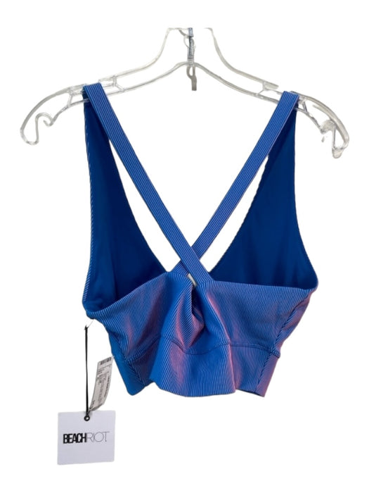 Beach Riot Size XL Blue & Pink Nylon Blend Ribbed V Neck Swimsuit Blue & Pink / XL