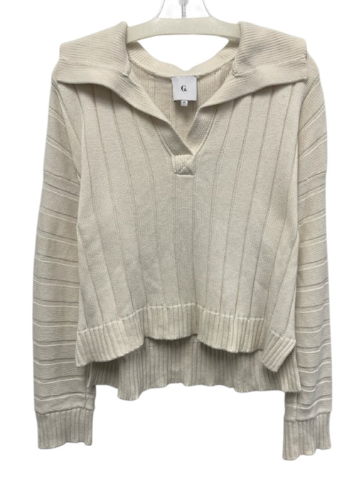 Goop G. Label Size XS Cream White Cotton Blend Long Sleeve Striped Sweater Cream White / XS