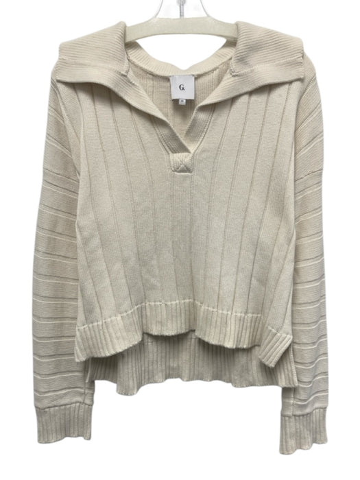 Goop G. Label Size XS Cream White Cotton Blend Long Sleeve Striped Sweater Cream White / XS