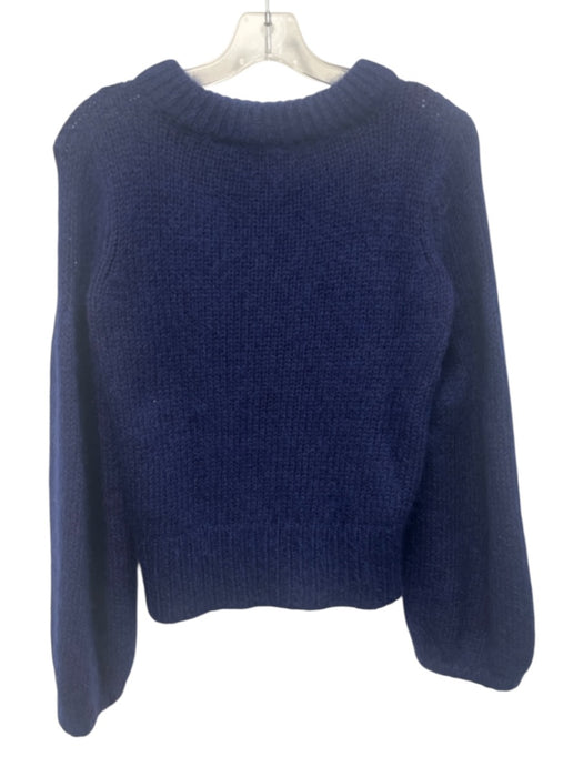 Club Monaco Size XS Navy Blue Wool Blend Long Balloon Sleeve Crochet Sweater Navy Blue / XS
