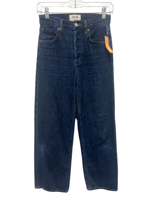 Agolde Size 23 Dark Wash Cotton Denim High Rise Whiskering Straight Leg Jeans Dark Wash / 23