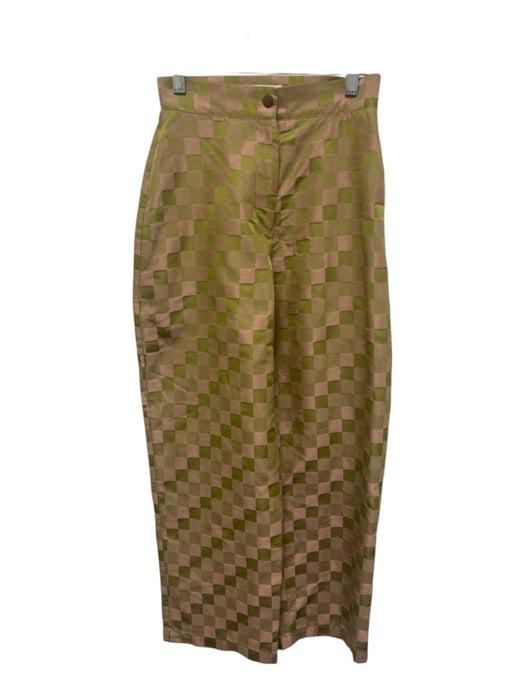 Fyoocher Size Est XS Pink & Green High Rise Checkered Wide Leg Tapered Pants Pink & Green / Est XS