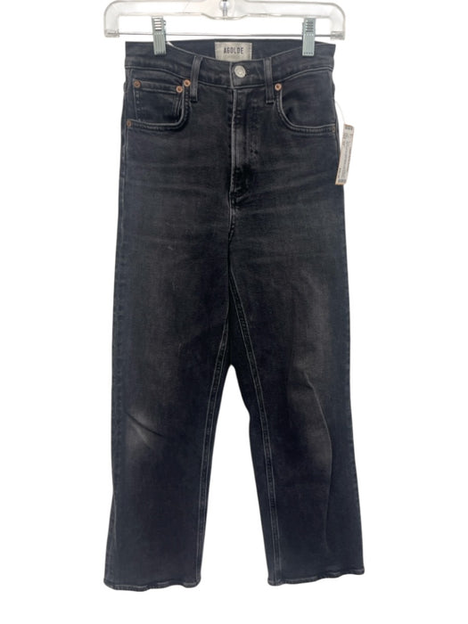 Agolde Size 23 Faded Black Cotton Blend High Rise Straight Whiskering Jeans Faded Black / 23