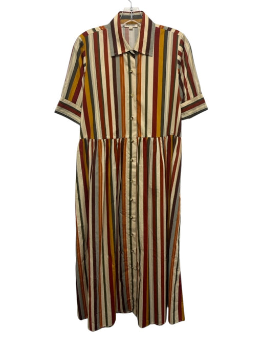 Parterre Size 2 Red, Yellow, Green Cotton Short Puff Sleeve Button Front Dress Red, Yellow, Green / 2