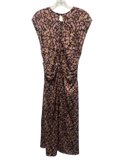 No. 6 Store Size Small Pink, Orange, Black Silk Sleeveless Floral Ruched Dress Pink, Orange, Black / Small