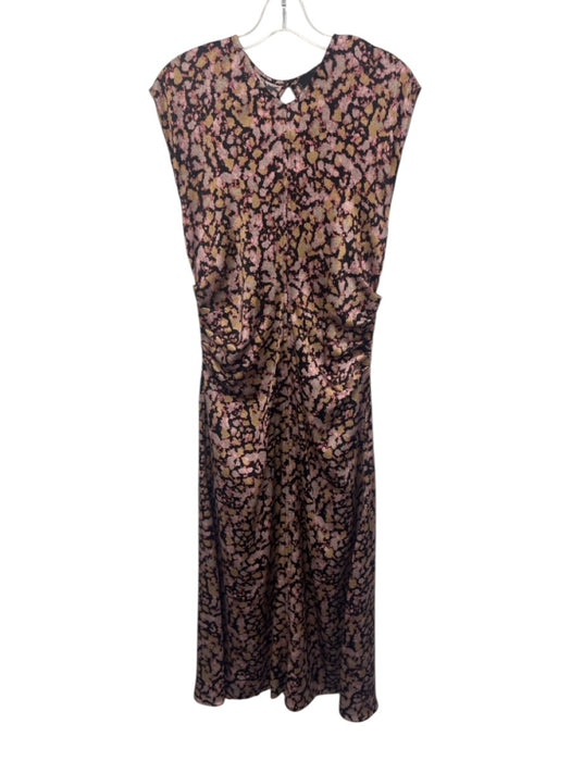 No. 6 Store Size Small Pink, Orange, Black Silk Sleeveless Floral Ruched Dress Pink, Orange, Black / Small