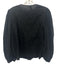 Anna October Size Small Black Cotton Long puff sleeve Eyelet Button Front Top Black / Small