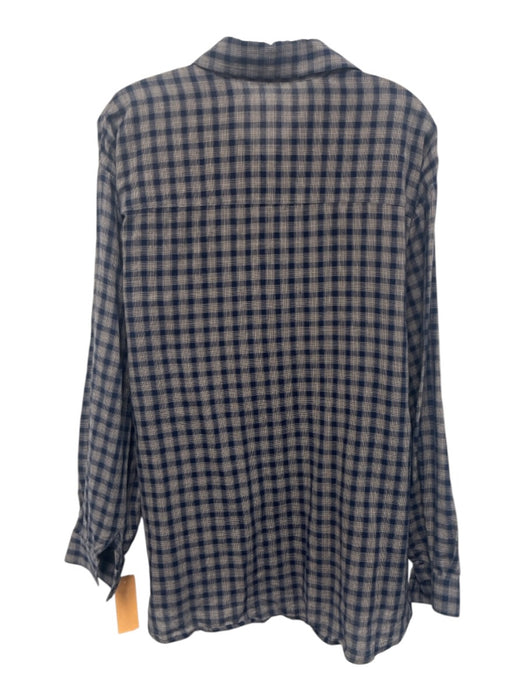 The Frankie Shop Size Est XS Navy Blue & Beige Cotton Button Front Plaid Top Navy Blue & Beige / Est XS