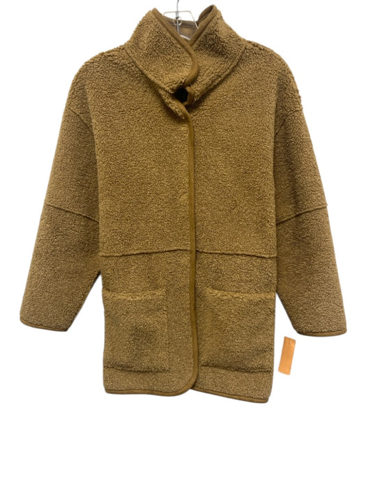 Vince Size XXS Tan Brown Polyester Long Sleeve Faux Shearling Jacket Tan Brown / XXS