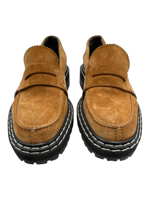 Proenza Schouler Shoe Size 37.5 Brown Leather Upper Almond Toe Lug Sole Loafers Brown / 37.5