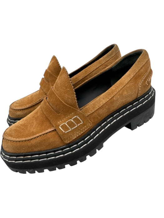 Proenza Schouler Shoe Size 37.5 Brown Leather Upper Almond Toe Lug Sole Loafers Brown / 37.5
