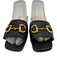 Gucci Shoe Size 38 Black Leather Block Heel Horsebit Open Toe Slide Sandals Black / 38