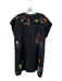 Johnny Was Size M Black & Multi Linen Cap Sleeve embroider neck Buttons Dress Black & Multi / M