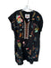 Johnny Was Size M Black & Multi Linen Cap Sleeve embroider neck Buttons Dress Black & Multi / M