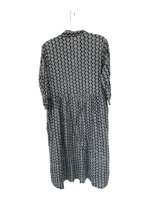 Dolma Size L Black & Tan Cotton Long Sleeve Print Collar Button Down Dress Black & Tan / L