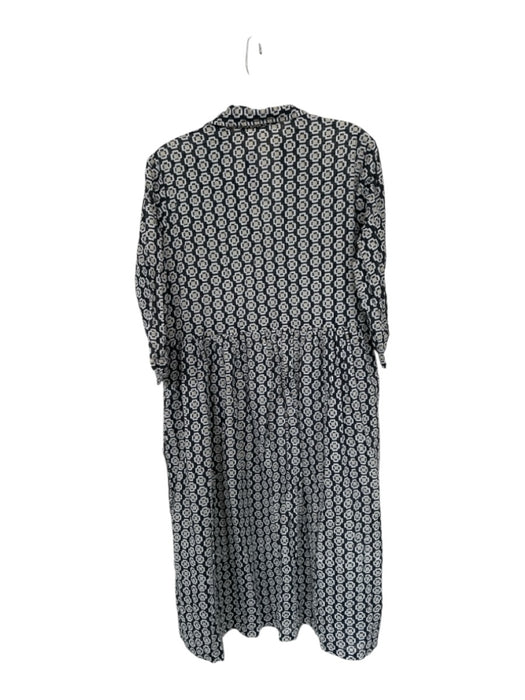 Dolma Size L Black & Tan Cotton Long Sleeve Print Collar Button Down Dress Black & Tan / L