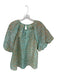 Tanya Taylor Size L Teal & Tan Polyester 3/4 Balloon Sleeve Animal Print Top Teal & Tan / L