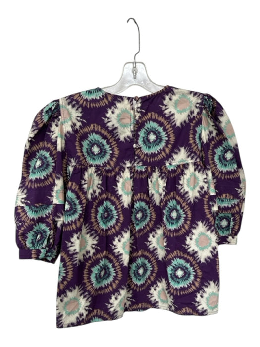 Hunter Bell Size M Purple & Mint Cotton Long Balloon Sleeve Tie Dye Top Purple & Mint / M