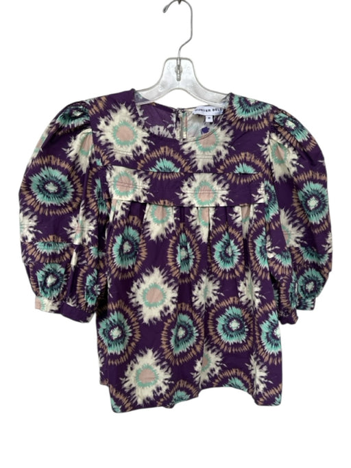 Hunter Bell Size M Purple & Mint Cotton Long Balloon Sleeve Tie Dye Top Purple & Mint / M